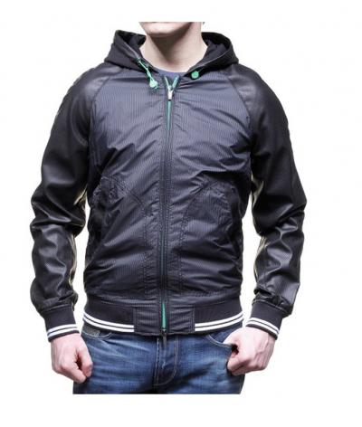 BLOUSON IN NYLON E PELLE DI AGNELLO EFFETTO TRAFORATO