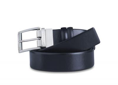 Cintura uomo double face con effetto Galles e fibbia ad ardiglione