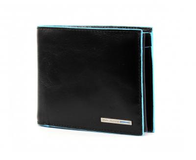 Portafoglio uomo con portamonete, porta carte di credito e doppio volantino Blue Square