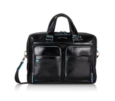 Borsa sottile porta computer e porta iPad/iPad®Air a due manici con tasche frontali organizzate Blue Square