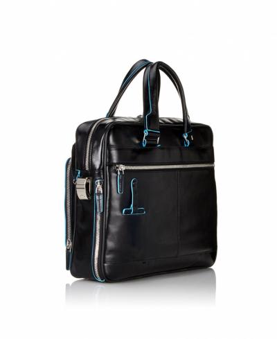 Borsa sottile porta computer e porta iPad/iPad®Air a due manici con tasche frontali organizzate Blue Square