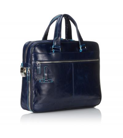 Borsa sottile porta computer e porta iPad/iPad®Air a due manici con tasche frontali organizzate Blue Square