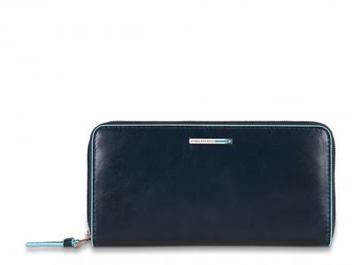 Portafoglio donna in pelle chiuso da zip Blue Square