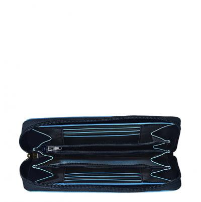 Portafoglio donna in pelle chiuso da zip Blue Square