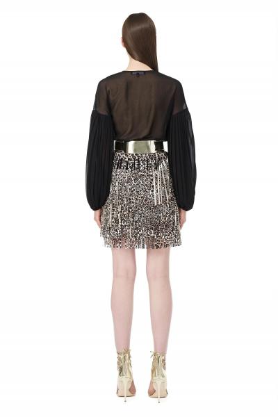 MINI ABITO CON FRANGE ANIMALIER