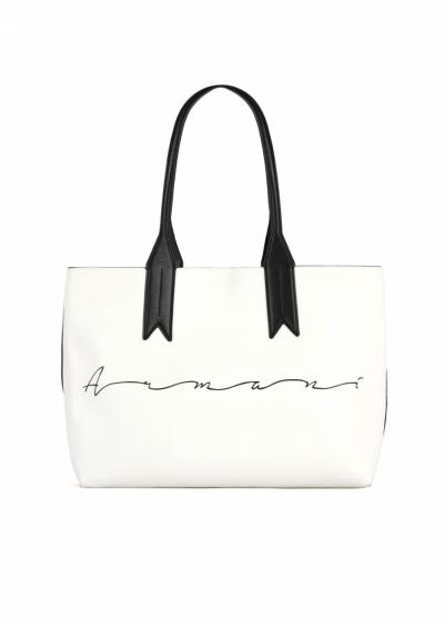 Shopper reversibile con stampa Emporio e pochette interna