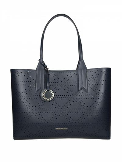 Shopper con pattern a triangoli traforato con portafoglio interno