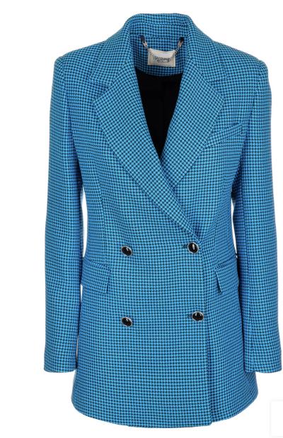 Blazer regular lungo doppio petto in pied de poule