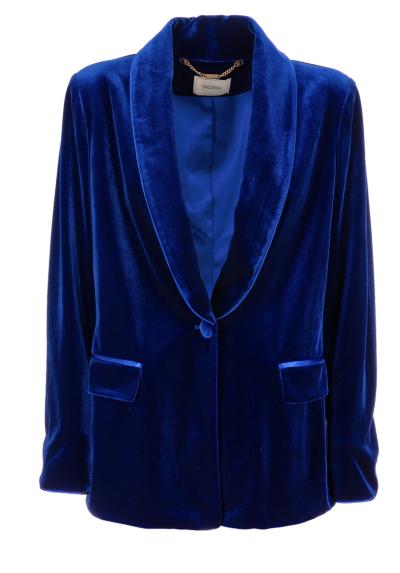 Blazer regular monopetto lungo in velluto
