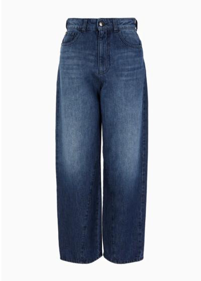 Jeans J31 vita alta e gamba cropped ampia in denim