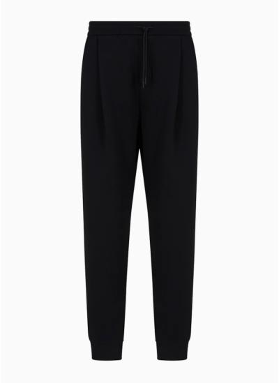 Pantaloni jogger in double jersey con coulisse e pinces