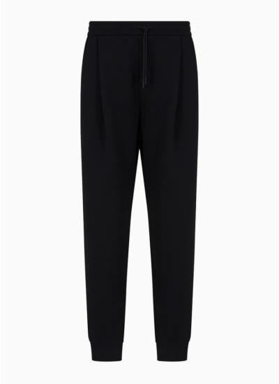 Pantaloni jogger in double jersey con coulisse e pinces