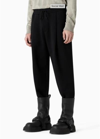 Pantaloni jogger in double jersey con coulisse e pinces