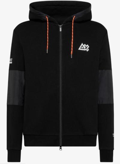 HOOD ZIP FANCY COTTON FL NERO