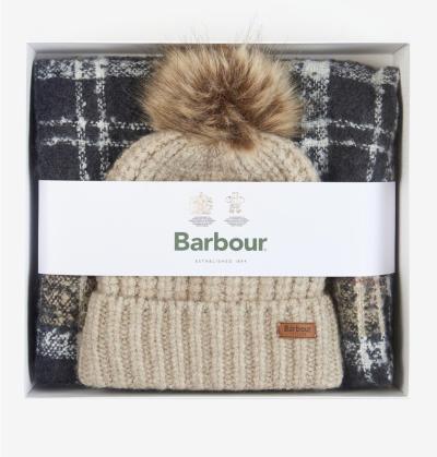 Set regalo berretto e sciarpa tartan Saltburn Barbour