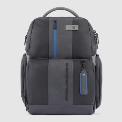 Zaino Piquadro fast-check porta PC/iPad in pelle Urban nero-grigio