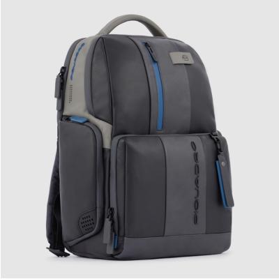 Zaino Piquadro fast-check porta PC/iPad in pelle Urban nero-grigio