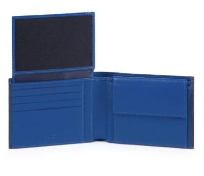 Portafoglio con Pattina Piquadro In Pelle Blu con protezione anti-frode RFID