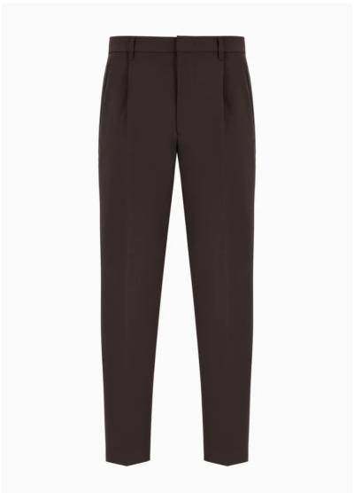 Pantaloni in misto viscosa soft con pinces e tasche a filetto
