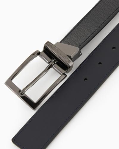 Cintura reversibile in pelle stampa palmellata