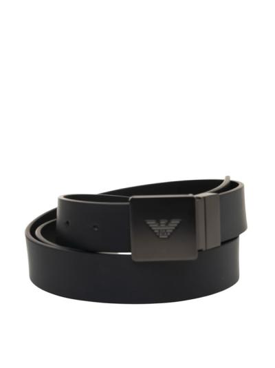 Cintura reversibile in pelle bicolore con placca