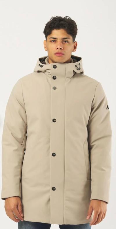 Heskimo Parka in Nylon con Cappuccio e Bottoni a Pressione