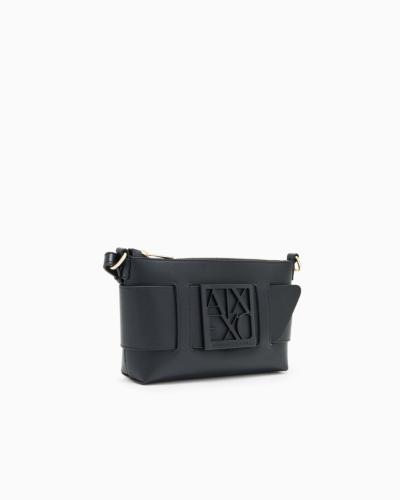 Borsa a spalla color block con maxi-logo