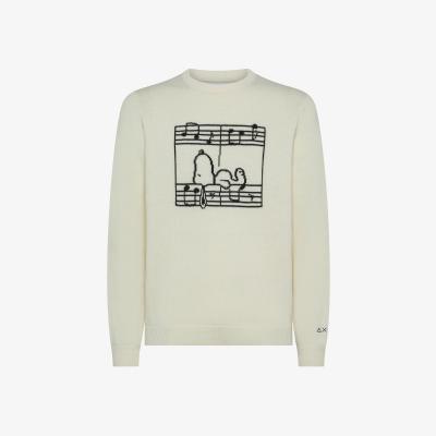 Maglia girocollo Peanuts in lana e cashmere bianco panna