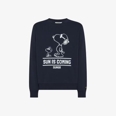 Felpa Peanuts in cotone con stampa navy blue