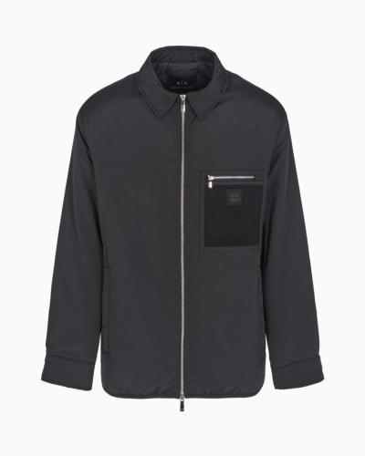 Caban in tessuto satinato con tasca con cerniera