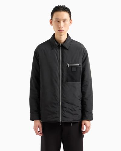 Caban in tessuto satinato con tasca con cerniera