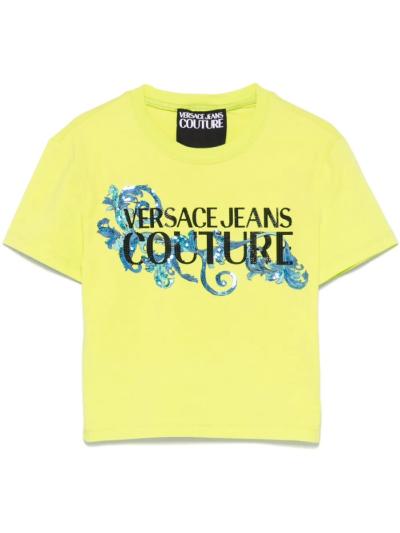 T-shirt crop con logo Versace Jeans Couture