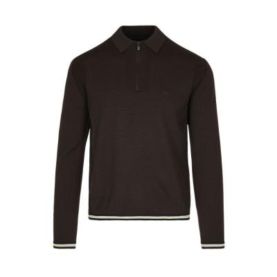 Maglione collo polo con zip in lana vergine rasata