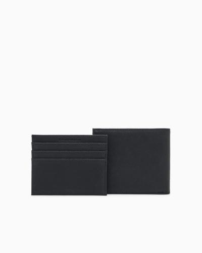 GIFT BOX CON PORTAFOGLIO E PORTACARTE IN PELLE RIGENERATA SAFFIANO PLACCHETTA AQUILA ASV