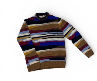Maglione bob in lana con ricamo rigato Multicolor