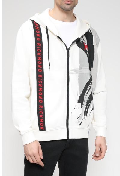 RICHMOND FELPA IN COTONE CON ZIP E STAMPA