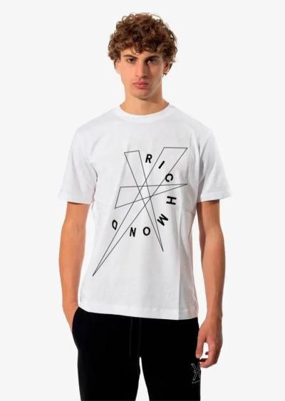 RICHMOND X T-SHIRT MANICA CORTA CON LOGO RICAMATO HUSILLO BIANCO 