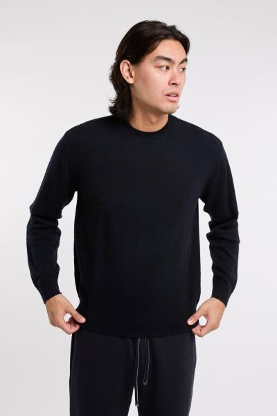 MAGLIONE IN LANA VERGINE CON TRAMA MICROSTRUTTURA NERO