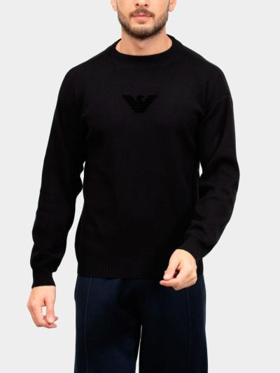 MAGLIONE IN MISTO LANA VERGINE E COTONE CON MORBIDA AQUILA IN RILIEVO