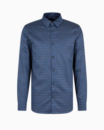 CAMICIA REGULAR FIT IN COTONE SATINATO A FANTASIA