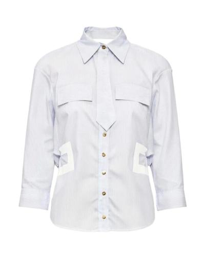 Camicia con maniche a 3/4  con motivo a righe azzurre