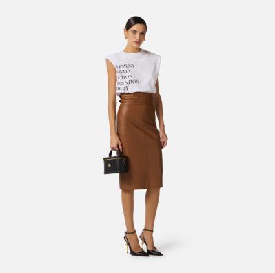 T-shirt donna in jersey con stampa lettering