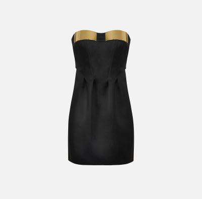 Mini abito donna Elisabetta Franchi in duchesse con coppe gioiello