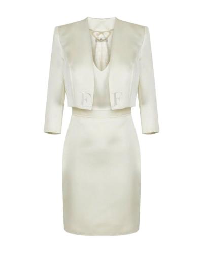 Abito donna Elisabetta Franchi in duchesse e tulle con giacca