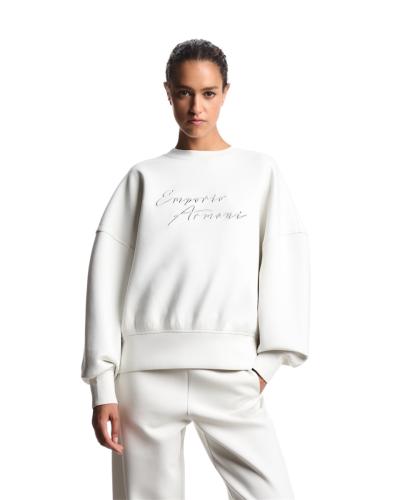 FELPA DONNA GIROCOLLO EMPORIO ARMANI ASV IN DOPPIA MAGLIA CON LOGO RICAMATO