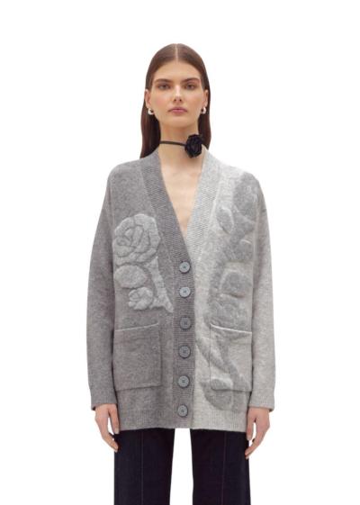 BLUGIRL CARDIGAN JACQUARD CON INTARSIO ROSE