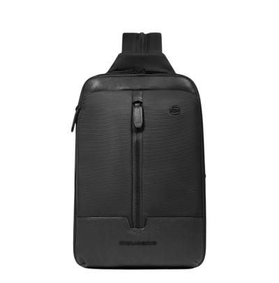 Zaino Monospalla in tessuto rifinito in pelle