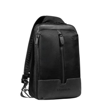 Zaino Monospalla in tessuto rifinito in pelle