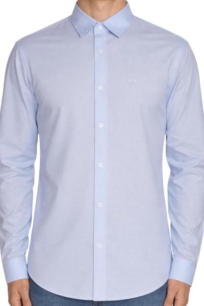 CAMICIA IN COTONE INTRECCIATO LOGO AZZURRO
