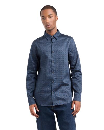 CAMICIA REGULAR FIT IN COTONE SATINATO A FANTASIA